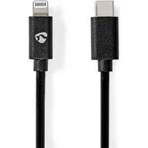 Lightning Kabel | USB 2.0 | Apple Lightning 8-Pins | USB-C Male | 480 Mbps | Vernikkeld | 2.00 m | Rond | PVC | Zwart | Envelop