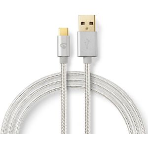 USB 2.0-Kabel voor Synchroniseren, Opladen en AV-Ondersteuning | Verguld 2,0m | USB C Male naar USB A Male | Voor Aansluiten van Smartphones en Mobiele Apparaten