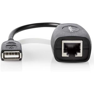 Actieve USB-Kabel | USB 1.1 | USB-A Male | RJ45 Female | 12 Mbps | 0.20 m | Rond | Vernikkeld | PVC | Koper