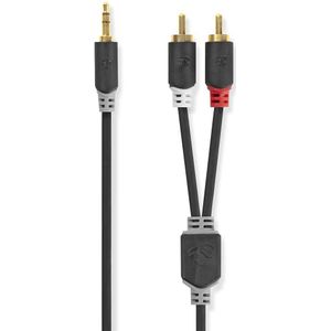 Stereo audiokabel | 3,5 mm male - 2x RCA male | 1,0 m | Antraciet