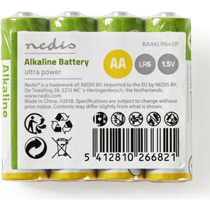 Alkaline batterij AA | 1,5 V | 4 stuks | Krimpverpakking