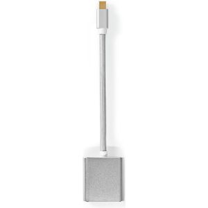 Mini DisplayPort-Kabel | DisplayPort 1.2 | Mini-DisplayPort Male | DVI-D 24+1-Pins Female | 21.6 Gbps | Verguld | 0.20 m | Rond | Gebreid | Zilver | Cover Window Box