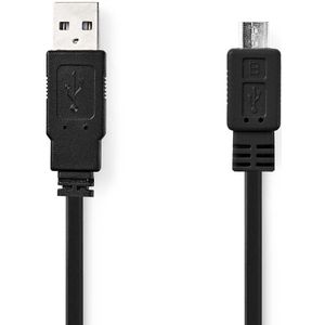 Platte USB 2.0-Kabel | A Male - Micro-B Male | 1,0 m | Zwart