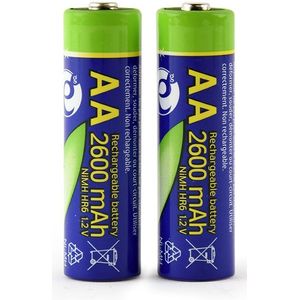 Oplaadbare AA batterijen 2 stuks 2600mAh