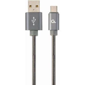 Premium USB Type-C laad- & datakabel 'metaal', 2 m, metallic-grijs