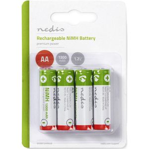 Oplaadbare NiMH batterij AA | 1,2 V | 1300 mAh | 4 stuks | Blister