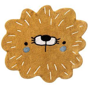Petite Amélie - Vloerkleed Leeuw Leo - Aardebruin - 100% Katoen - Wasbaar