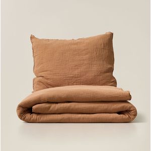 MOUSSELINE DEKBEDOVERTREKSET 120 X 150 CM INCL. KUSSENHOES| CARAMEL