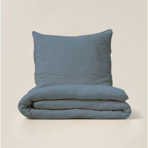 Petite Amélie - Mousseline Dekbedovertrekset - Denimblauw - 140 x 200 cm