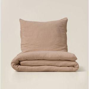 DEKBEDOVERTREKSET 120 X 150 CM | MOUSSELINE KATOEN | OUD ROZE