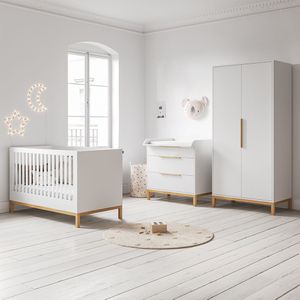 DOORGROEI BABYKAMER «SOIE» 3-DELIG | MEEGROEIBED, COMMODE EN KAST | WIT