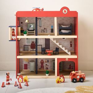 Petite Amélie - Brandweerkazerne - Rood - Hout - Incl. 9-delige Meubels en 12-delige Accessoires