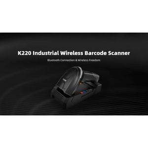 K220, Industriële draadloze 2D DPM barcodescanner inclusief houder en USB-kabel