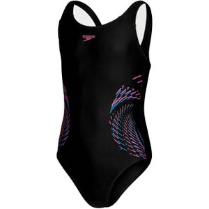 Speedo Eco Plastisol Muscleback Badpak Meisjes Zwart Dessin