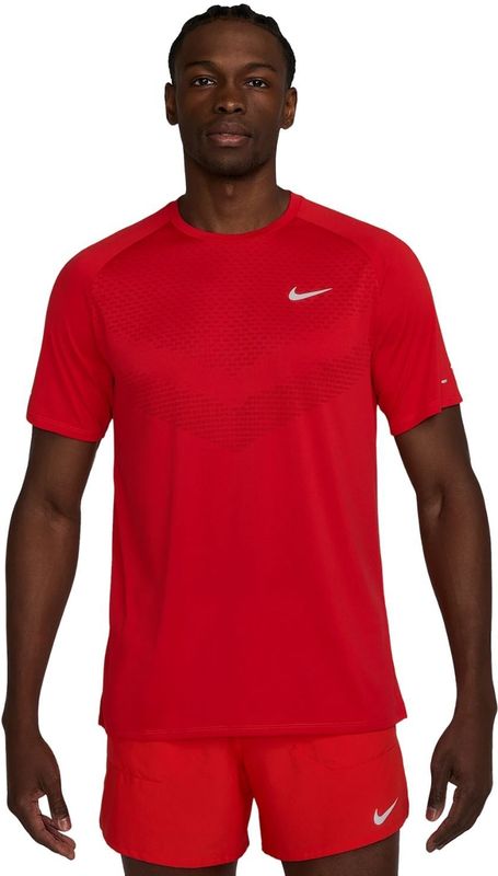 Nike - Stride Dri-Fit - Hardloopshirt - Rood - Polyester, Ademend, Sneldrogend