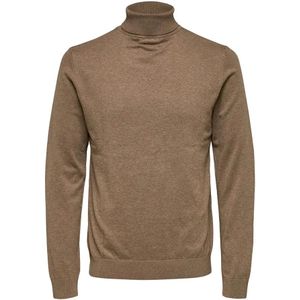 Selected Pima Casual Sweater Heren Middenbruin