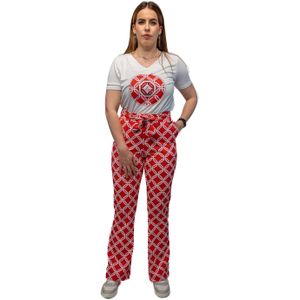 Zoso Maggy Casual Broek Dames Rood Dessin