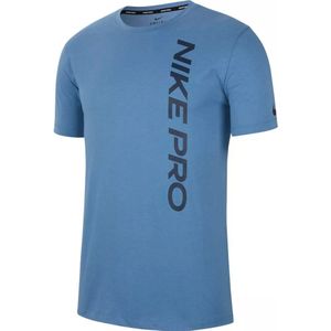 Nike Nike Pro Mens Short-sleeve Top Sportshirt Heren Blauw