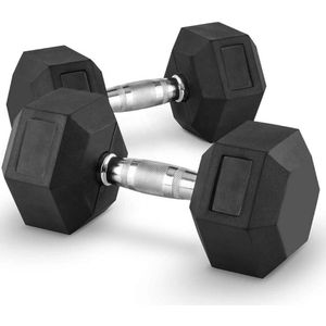HOMCOM Halterset In Totaal 2 X 8 Kg Spiertraining En Gewichtheffen Zwart Rubber Staal 2071319787