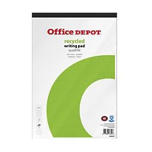 Office Depot Schrijfblok A4+ Geruit Gelijmd Papier Wit Geperforeerd Recycled 100 Pagina's