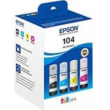 Epson 104 Origineel Inkt navulling C13T00P640 Zwart, cyaan, magenta, geel Multipak  4 Stuks