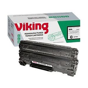 Viking - Tonercartridge - Zwart - Compatibel met HP 36A CB436A - 2 stuks