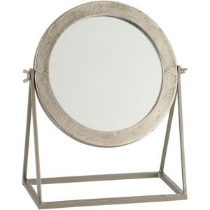 J-Line spiegel Rond Op Voet - metaal - zilver - 35 x 30 cm