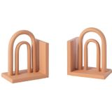 J-LINE BOEKSTEUN KOLI IJZER BRUIN/NATURAL – SET VAN 2