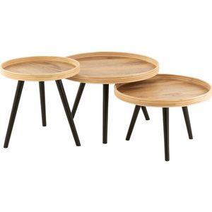 J-LINE Set Van 3 Ronde Salontafels - Mangohout - Natuurlijk