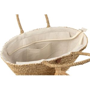 J-LINE STRANDTAS MET KWASTJES – ZEEGRAS/RAFFIA NATUUR