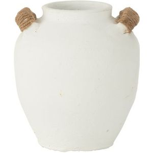 J-LINE VAZE IBIZA MET 2 HANDVATTEN – CLAY/JUTE WIT/NATUREL SMALL