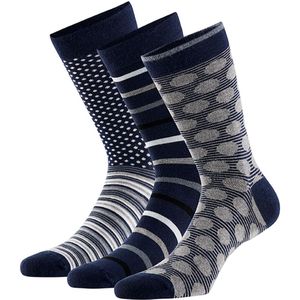 Bamboe sokken met motief assorti blauw
