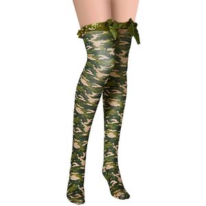 Dames fantasy panty stay up met print camouflage design