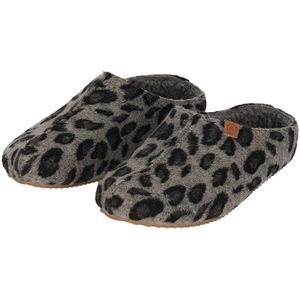 Pantoffels dames met stevige zool en print assorti grijs