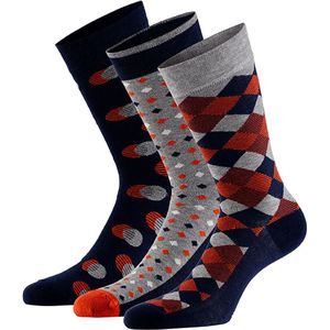 Bamboe fashion sokken met print assorti marine blauw