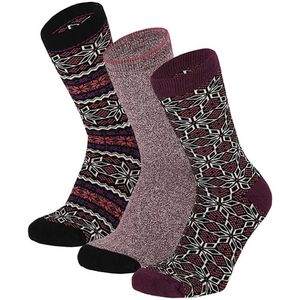 Dames sokken van badstof met print assorti rose
