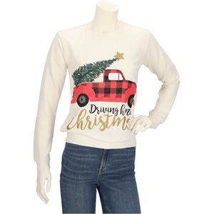 Kersttrui driving home for christmas assorti beige m