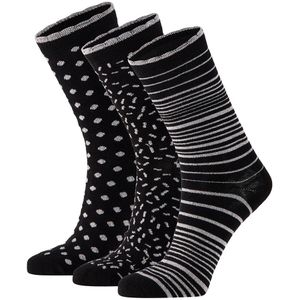 Dames sokken giftbox glitter lurex ii assorti zwart/zilver