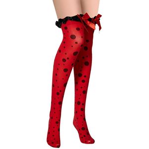 Dames panty fantasy stay up rood/zwart