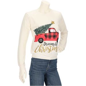 Kersttrui driving home for christmas assorti beige s