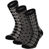 Dames sokken van badstof met motief assorti zwart