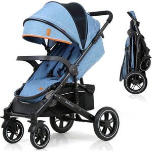 Manzibo Kinderwagen - Wandelwagen - Baby - Babywagen - Inklapbaar - Opvouwbaar - Buggy - 3-in-1 - Blauw