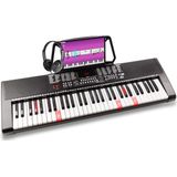 Keyboard piano - MAX KB5 keyboard voor beginners, incl. hoofdtelefoon - Training d.m.v. 61 lichtgevende toetsen - Keyboard voor kinderen en volwassenen
