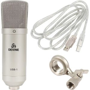 Devine USB-1 Condensator Mic - PC / Mac - Studio Microfoon - Gaming Microfoon - USB microfoon- Met mount - cardioïde Patroon - Plug & Play - Streaming - Podcasts