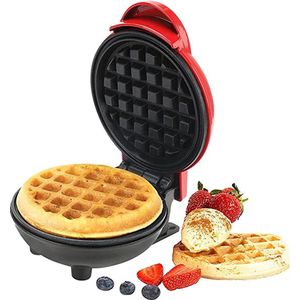 Mini wafelijzer - Non-Stick - Wafels - Mini Waffle maker Pannenkoeken Koekjes ontbijtlunch-Rood