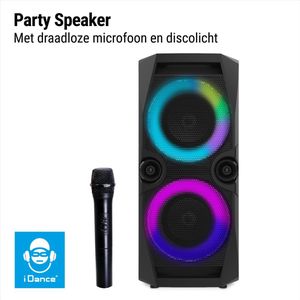 iDance DJX600 Party Speaker – Bluetooth Speaker met Discolicht – 600 Watt - Met Draadloze Microfoon