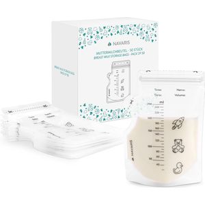 Navaris moedermelk bewaarzakken - 50 borstvoeding zakjes van 250 ml - Voor vriezer en koelkast - BPA-vrij - Afsluitbaar met seal - Met schenktuit