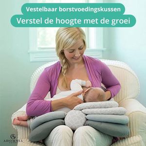 AdomniaGoods - Multifunctionele baby borstvoeding kussen - Roze - Verstelbare baby borstvoeding kussen - pasgeboren borstvoeding kussen - Verstelbare hoogtekussen - Verstelbare verpleegkussen - Breastfeeding pillow