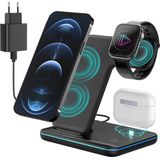 SAMMIT Y PRO 3-in-1 Draadloze Oplader 15W - Docking Station - Voor iPhone, iWatch & AirPods - Galaxy Buds - Apple - Samsung – Android