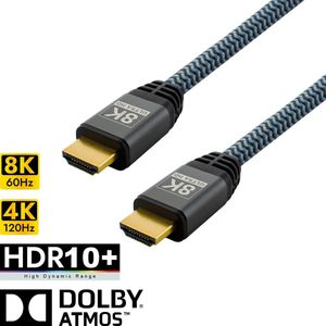 Qnected® HDMI 2.1 kabel 4 meter - 4K@120Hz, 8K@60Hz - HDR10+, Dolby Vision - eARC - Gecertificeerd - Ultra High Speed - 48 Gbps | Geschikt voor PlayStation 5 - Xbox Series X & S - TV - Monitor - PC - Laptop - Beamer